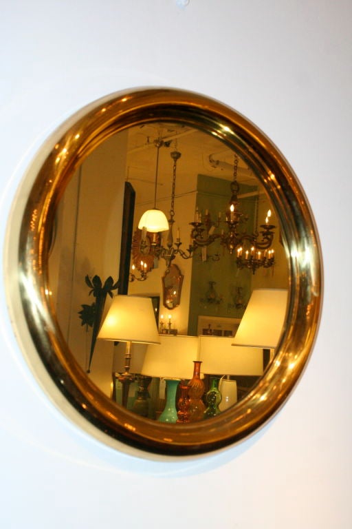 Round Brass Frame Mirror