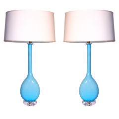 Pair of Pale  Blue Italian Lamps