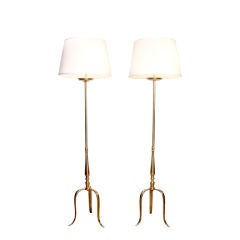 Pair of French  of Tri-Pod Base Lamps.