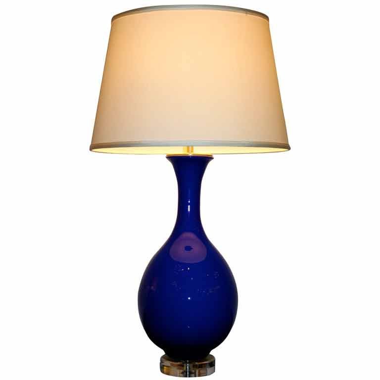 Italian 1950s  Cobalt Blue Glass Lamp