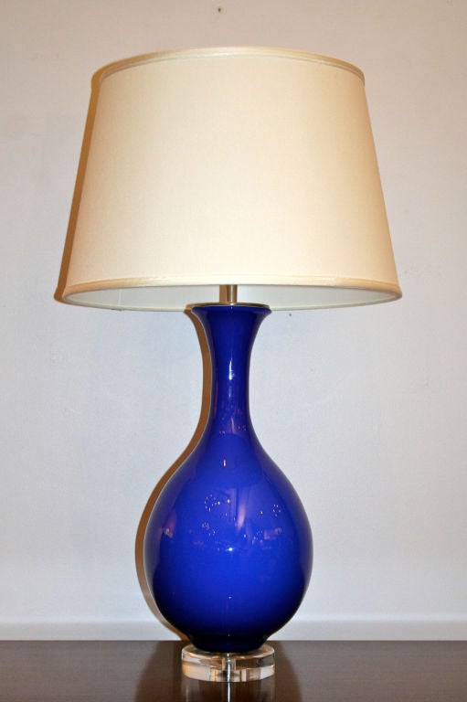 Mid-20th Century Italian 1950s  Cobalt Blue Glass Lamp