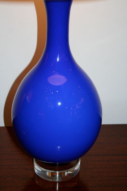 Italian 1950s  Cobalt Blue Glass Lamp 2