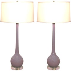 Pair of Lilac Murano lamps
