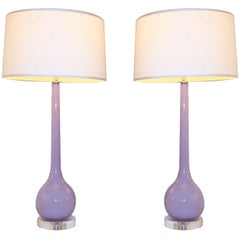 Pair of Lilac Ball and Stem Lamps Pair of Lilac Ball and Stem Lamps