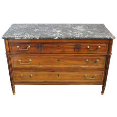 French 19th C Louis XVI Style Chest of  Drawers with Marble Top