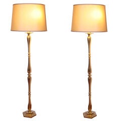 Pair of  French 1940's Bronze Floor Lamps.