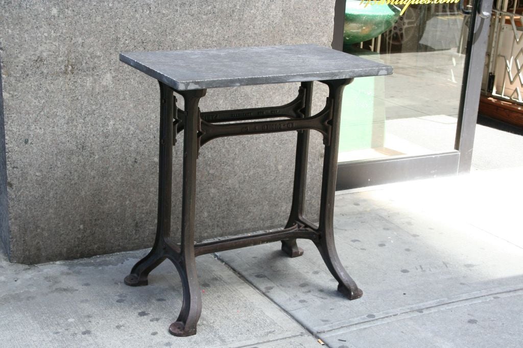 Iron industrial table with marble top