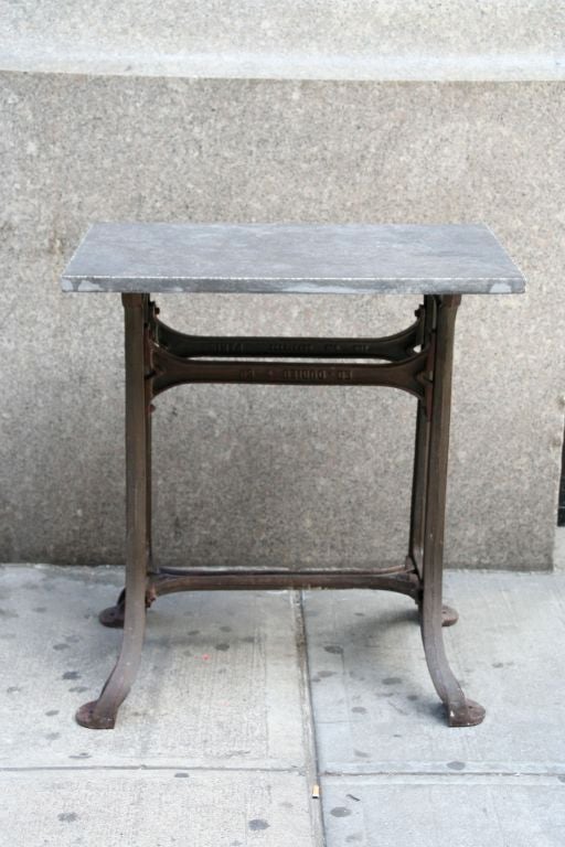 Iron French Industrial Table with Marble Top
