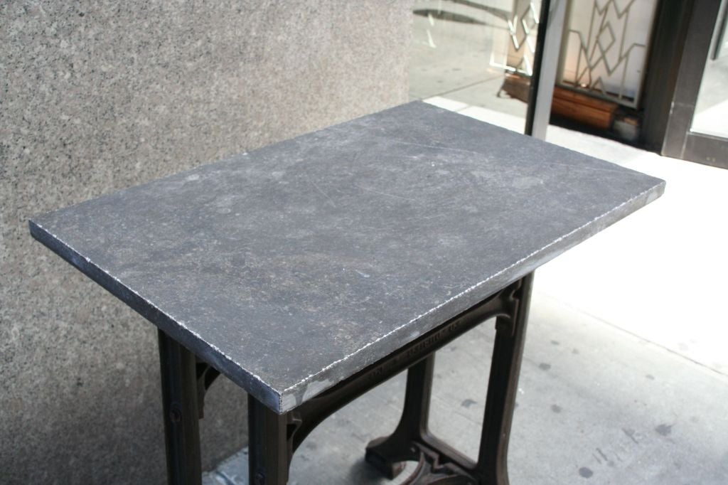 French Industrial Table with Marble Top 3
