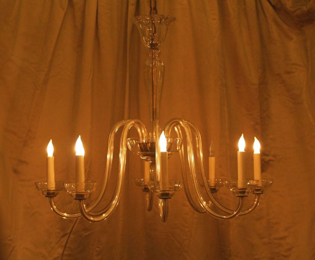 Champagne Colored 8-Armed Murano Chandelier