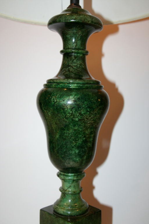 Elegant Pair of Green Alabaster Lamps 1