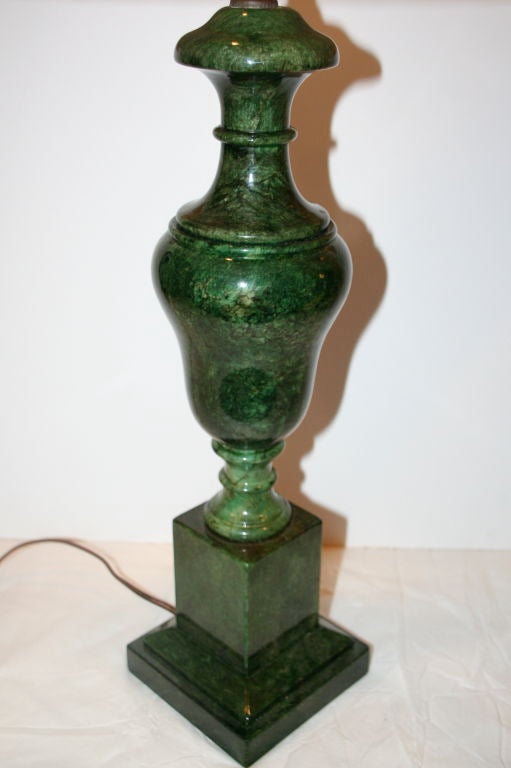 Elegant Pair of Green Alabaster Lamps 3