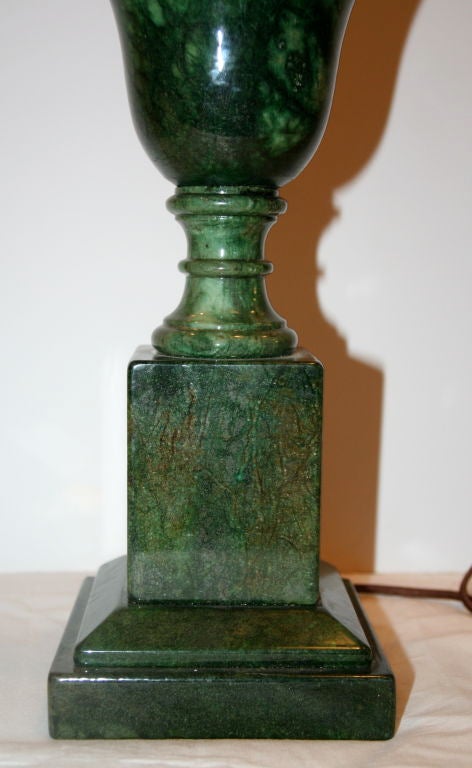 Elegant Pair of Green Alabaster Lamps 4