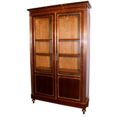French 19th C. Mahogany Bookcase with Brass  Detail