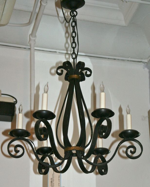 French Black Wrought Iron Chandelier at 1stDibs