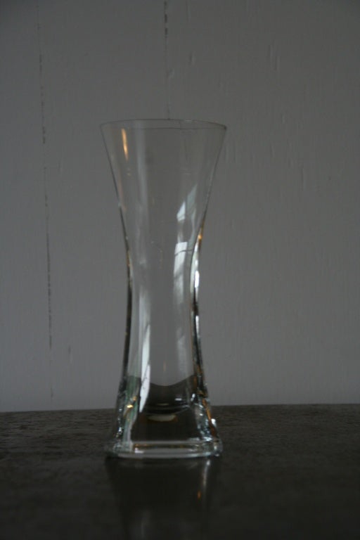 Small French Mid Century Clear Glass Vase In Excellent Condition For Sale In Buchanan, NY