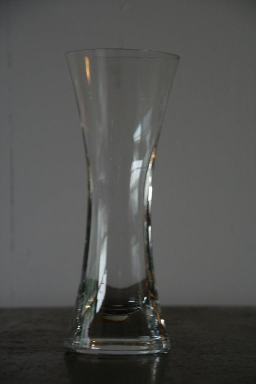 Mid-20th Century Small French Mid Century Clear Glass Vase For Sale