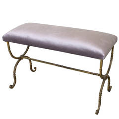 Spanish Gilt Iron Bench with Twisted Leg Detail