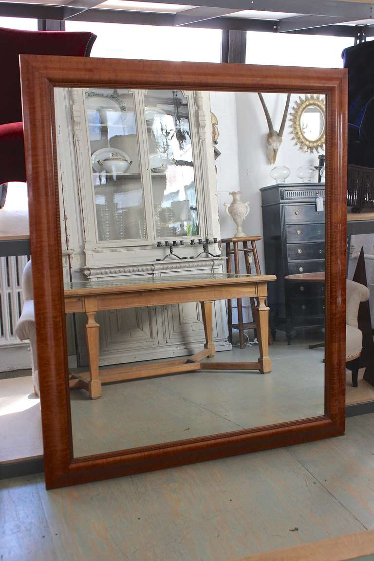 Exceptionally Large Chestnut Veneer Mirror In Excellent Condition In Buchanan, NY