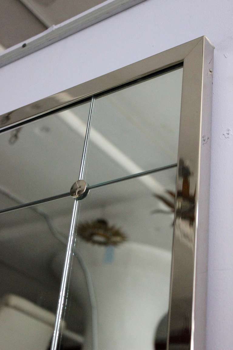 Large Modern Rectangular Mirror with NickelPlated Metal Frame at 1stdibs