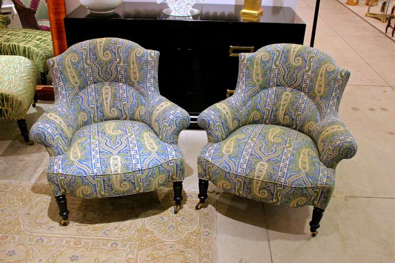 Pair of Newly Upholstered French 19th C. Armchairs