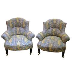 Pair of Newly Upholstered French 19th C. Armchairs
