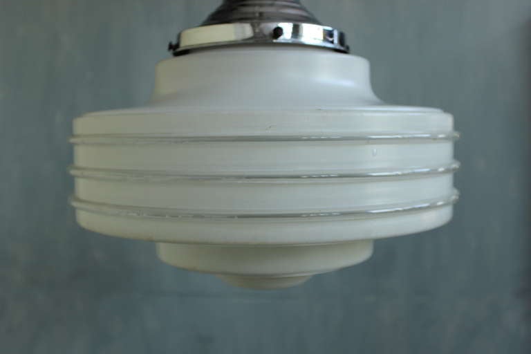 French Frosted Glass Ceiling Fixture For Sale