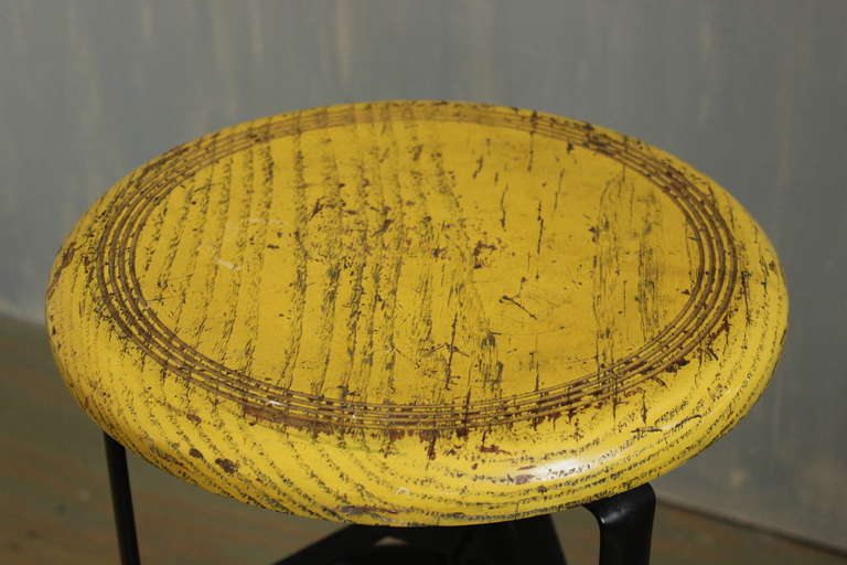 American Factory Stool with Yellow Seat In Good Condition In Buchanan, NY