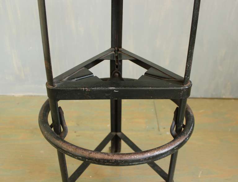 Metal American Factory Stool with Yellow Seat