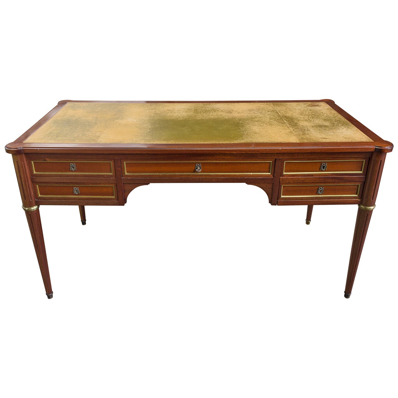 French 1940s Louis XVI Style Mahogany Desk