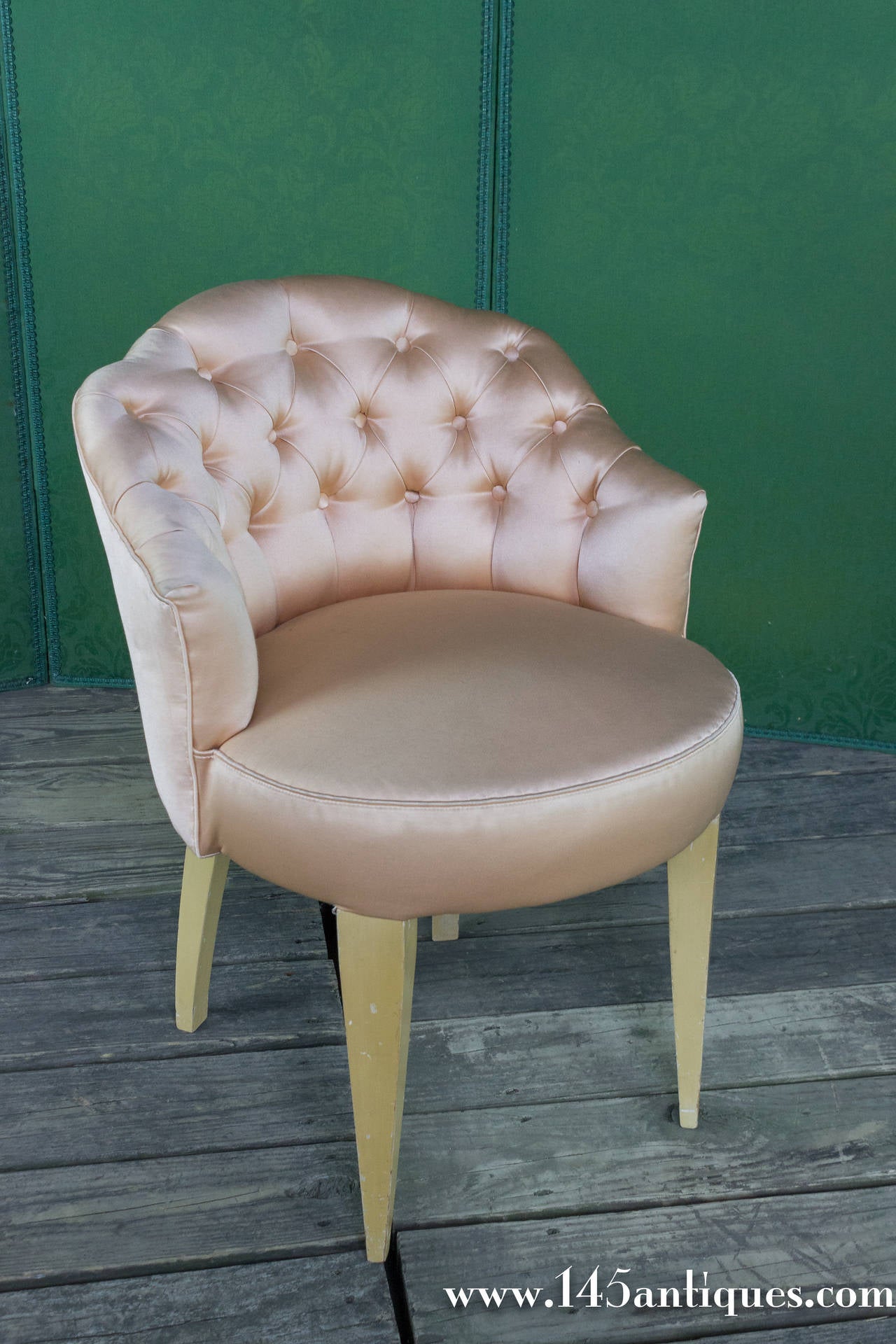 Mid-20th Century 20th Century French Tufted Back Vanity Stool