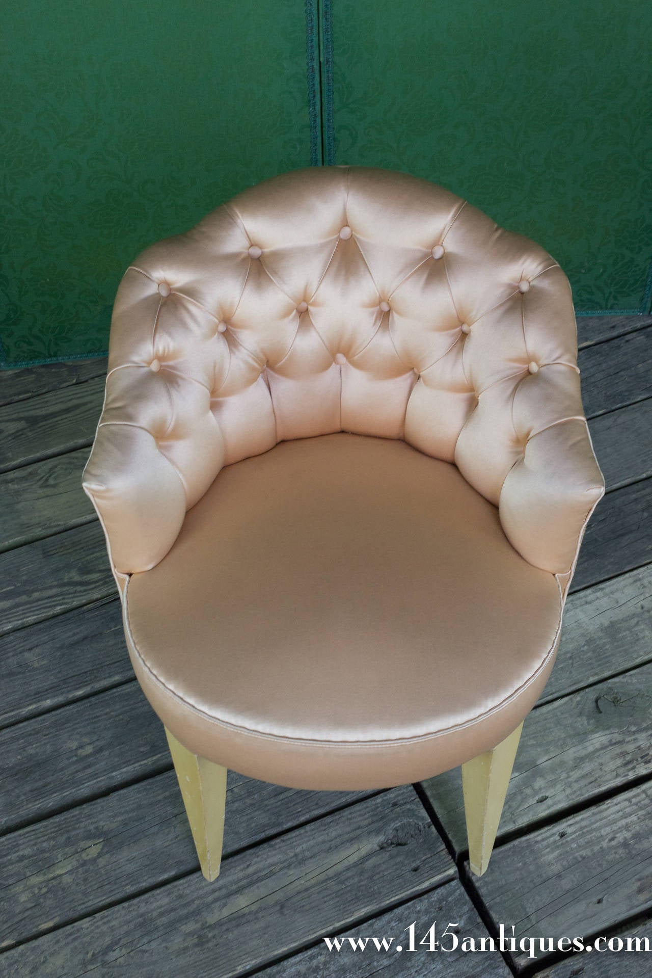 20th Century French Tufted Back Vanity Stool 2
