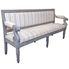 19th C. French Bench in Stripped Fabric