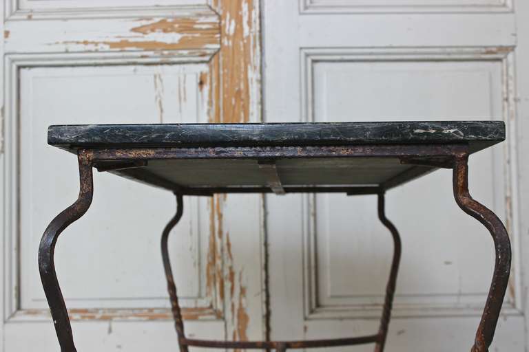 Spanish Iron Coffee Table with Green Marble In Good Condition In Buchanan, NY