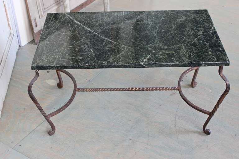 Spanish Iron Coffee Table with Green Marble 2