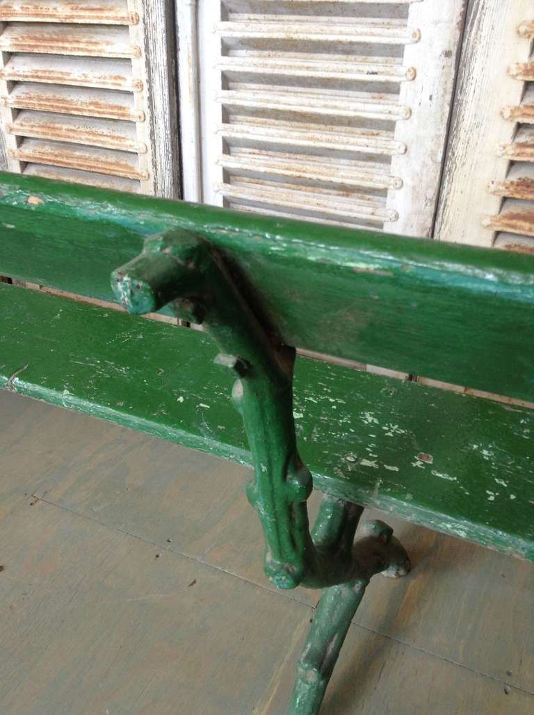 Green Painted French Park Bench In Good Condition In Buchanan, NY