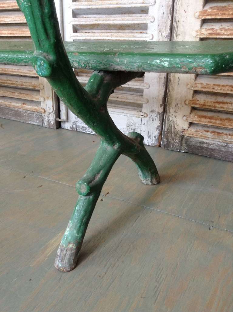 20th Century Green Painted French Park Bench