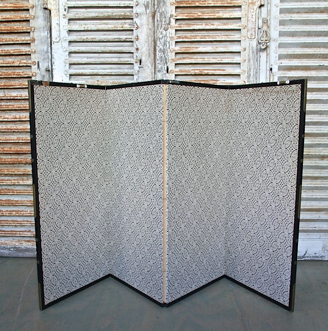 Mid-20th Century Japanese Handmade and Painted Four-Panel Screen