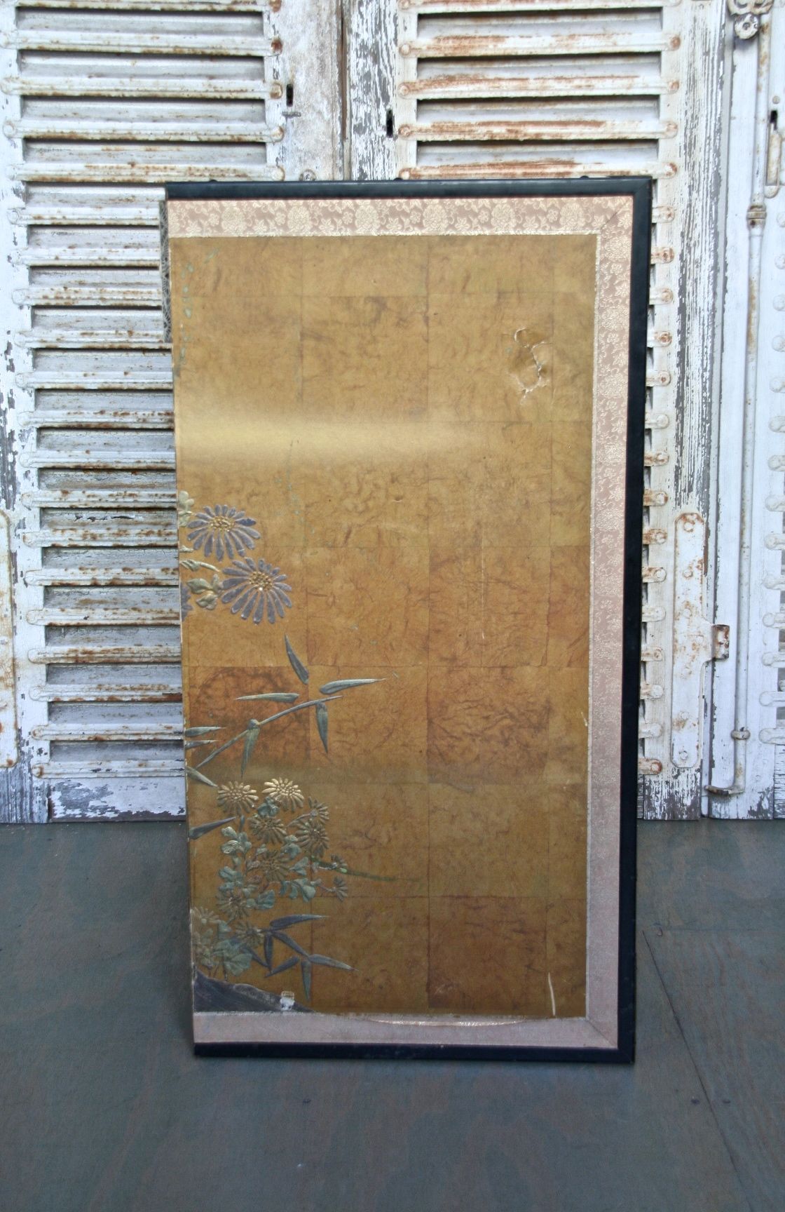 Japanese Handmade and Painted Four-Panel Screen 1