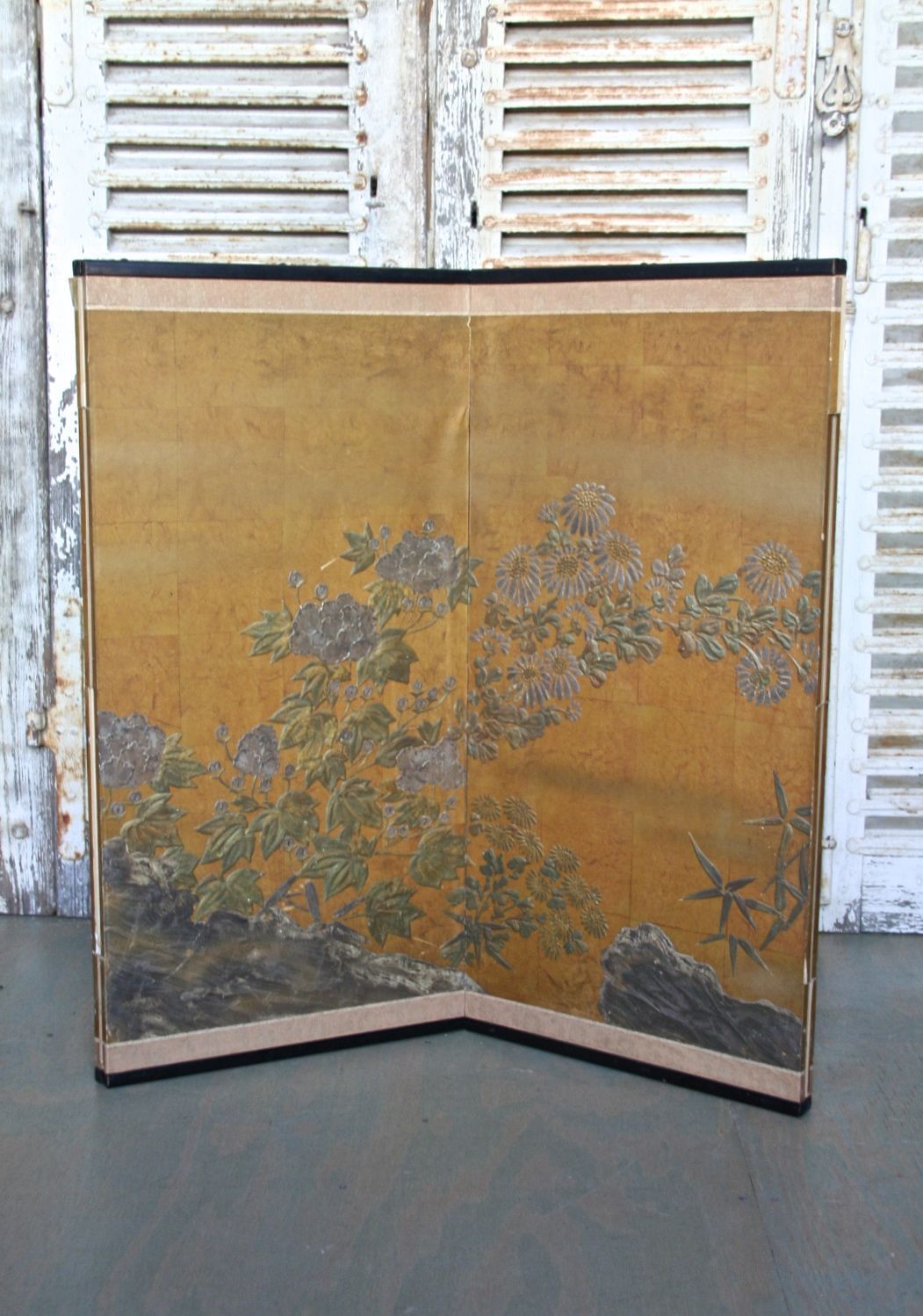 Japanese Handmade and Painted Four-Panel Screen 3