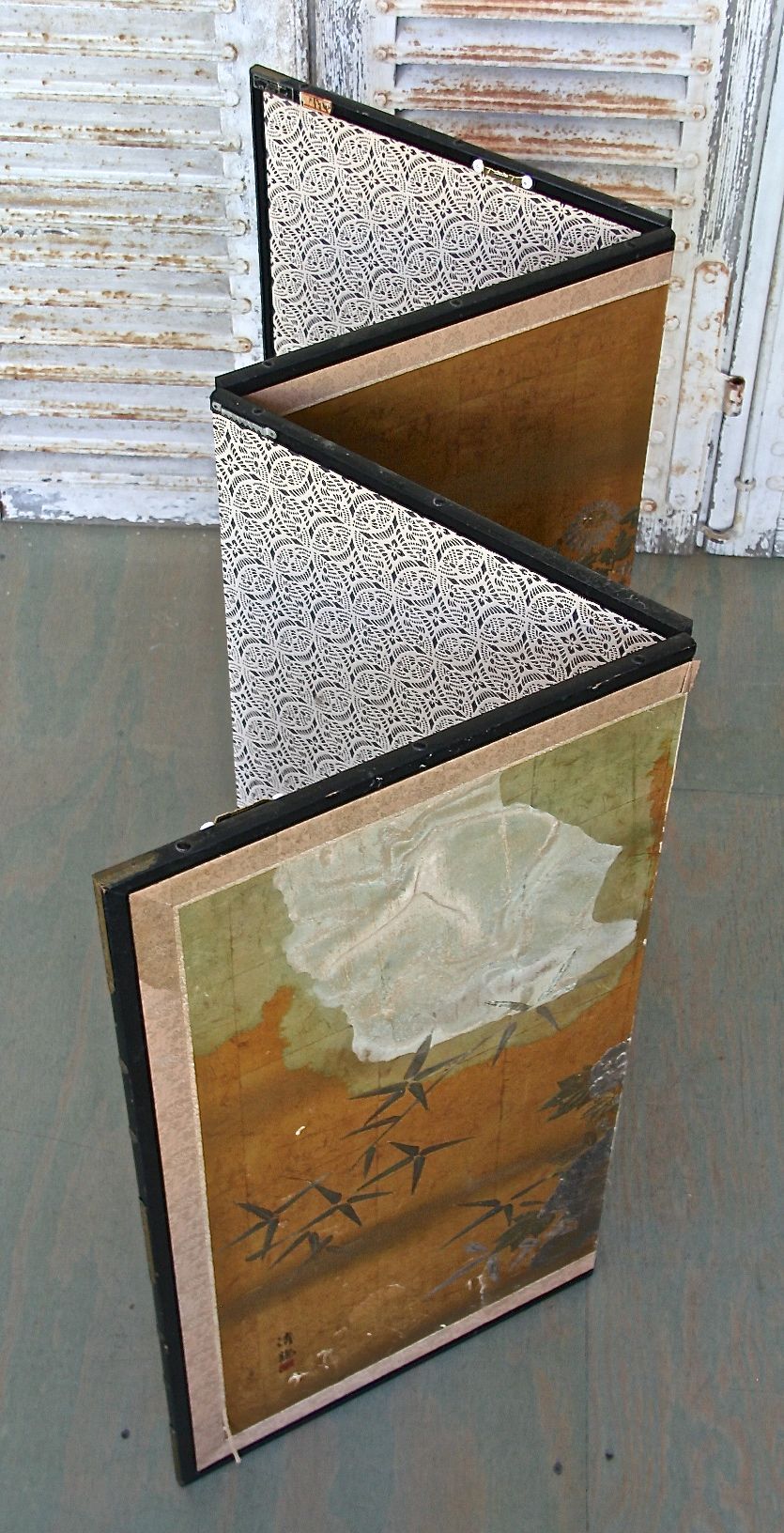 Japanese Handmade and Painted Four-Panel Screen 4