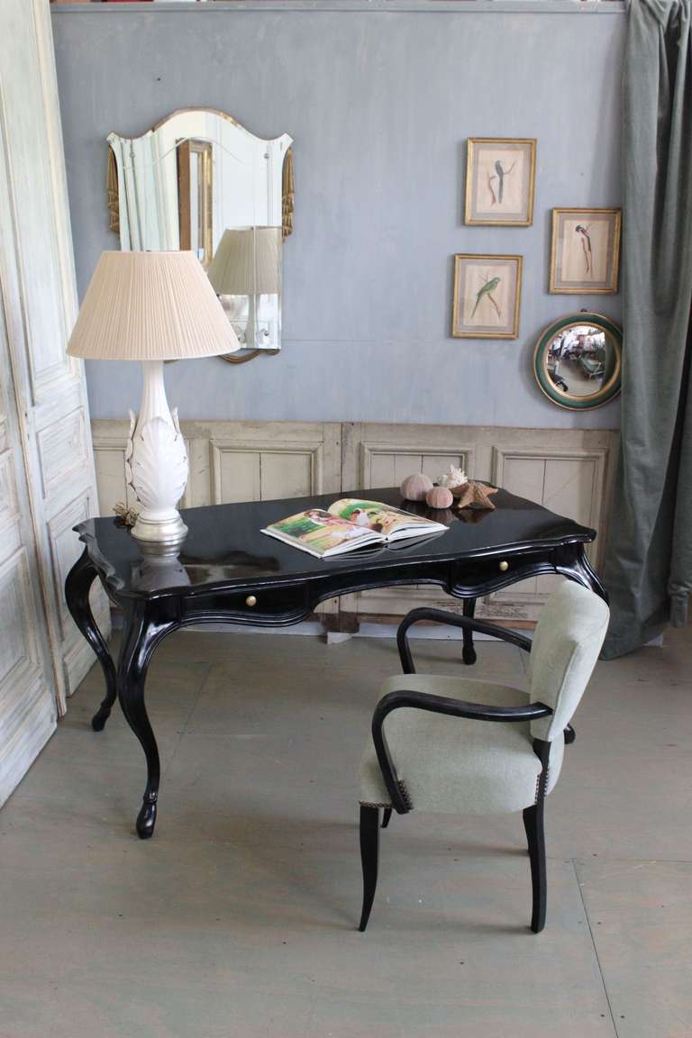 Handsome Black Lacquered Writing Desk 1