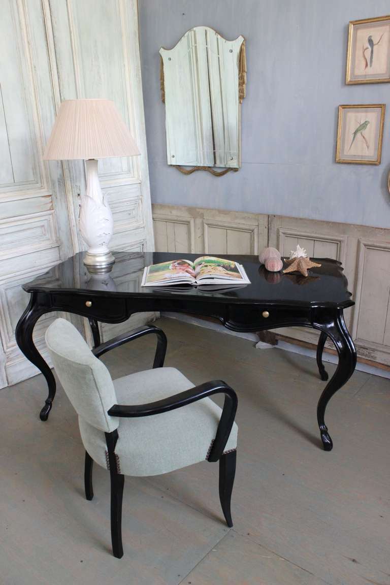 Handsome Black Lacquered Writing Desk 2