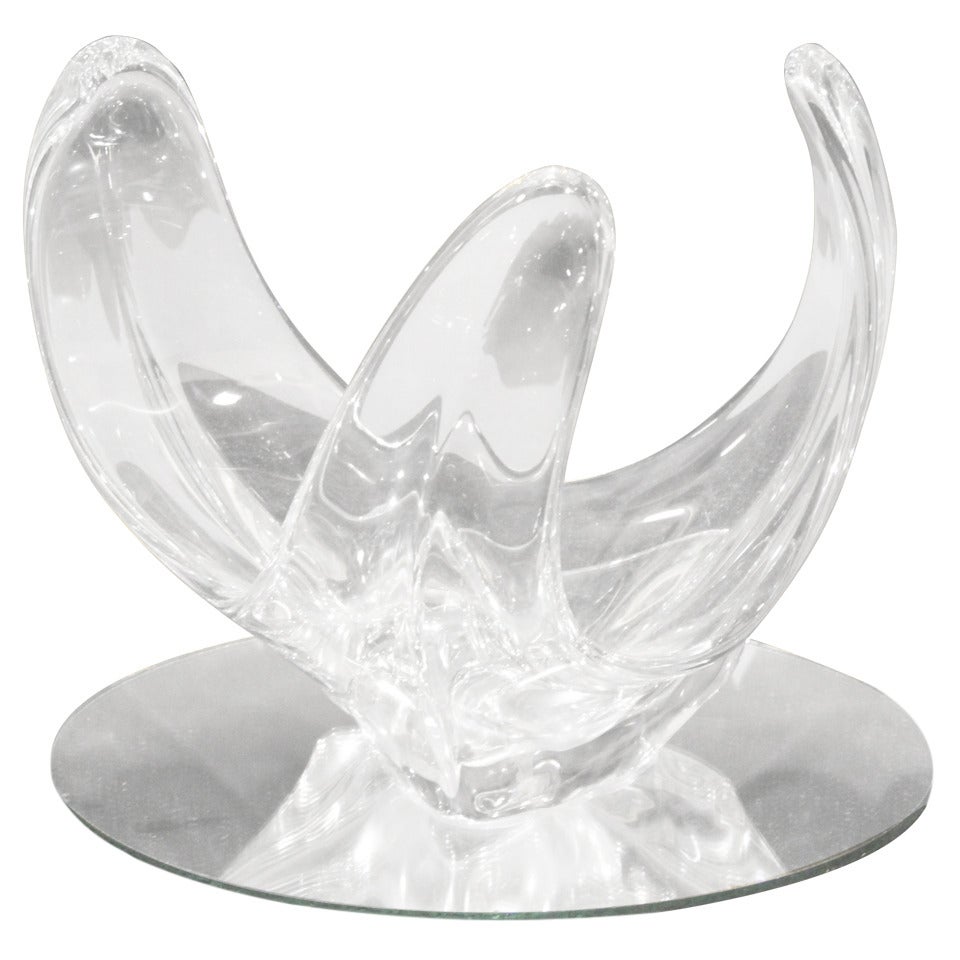 French Mid Century Vannes Crystal Bowl For Sale
