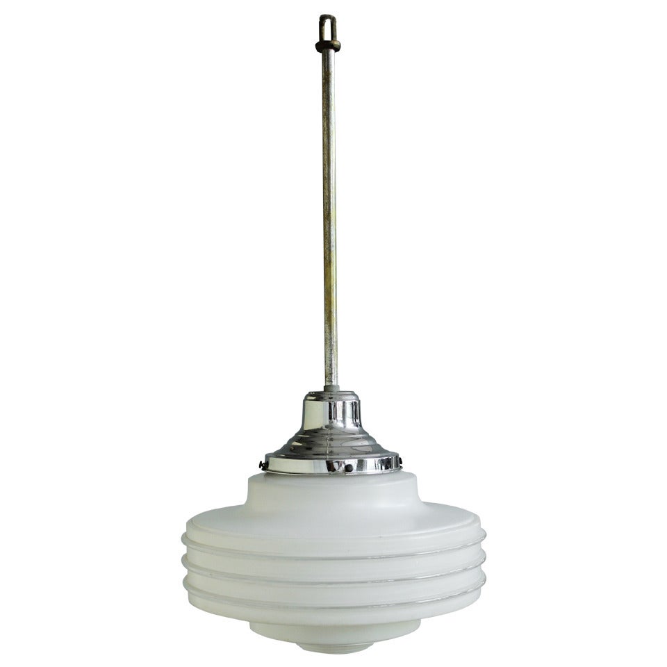 French 1930s Frosted Glass Ceiling Fixture