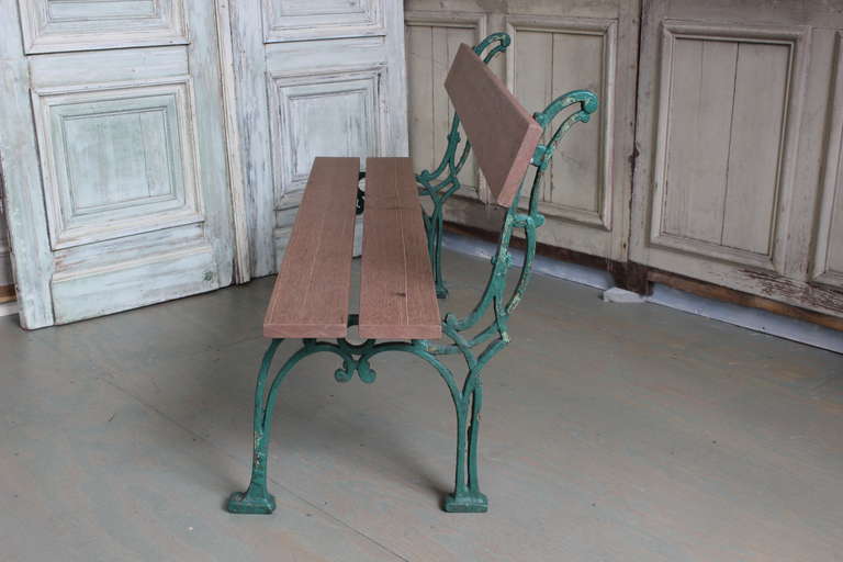 French Garden Bench with Mahogany Wood In Excellent Condition In Buchanan, NY