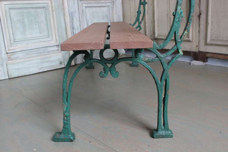 20th Century French Garden Bench with Mahogany Wood