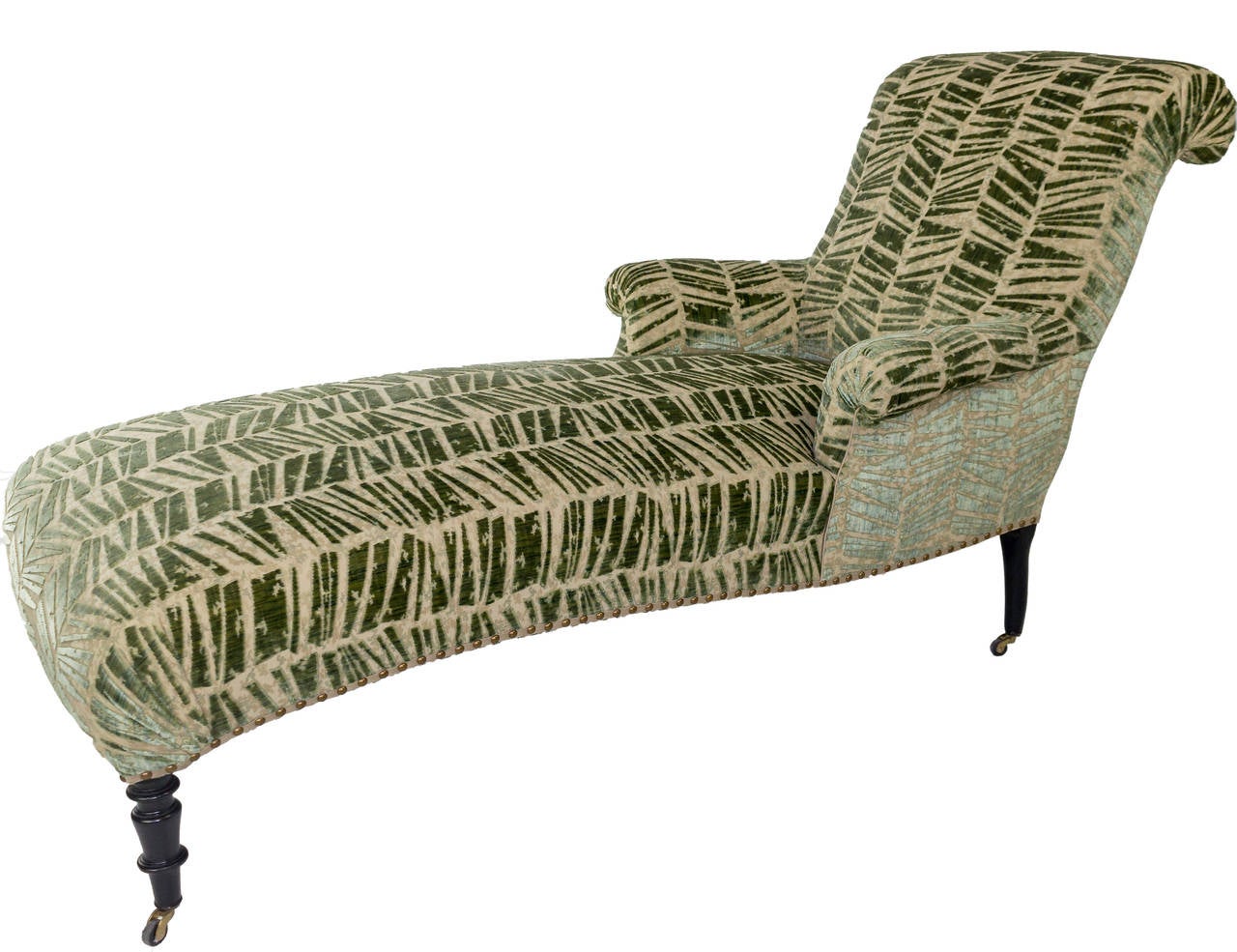 19th c. Scrolled Back Chaise Lounge on Castors