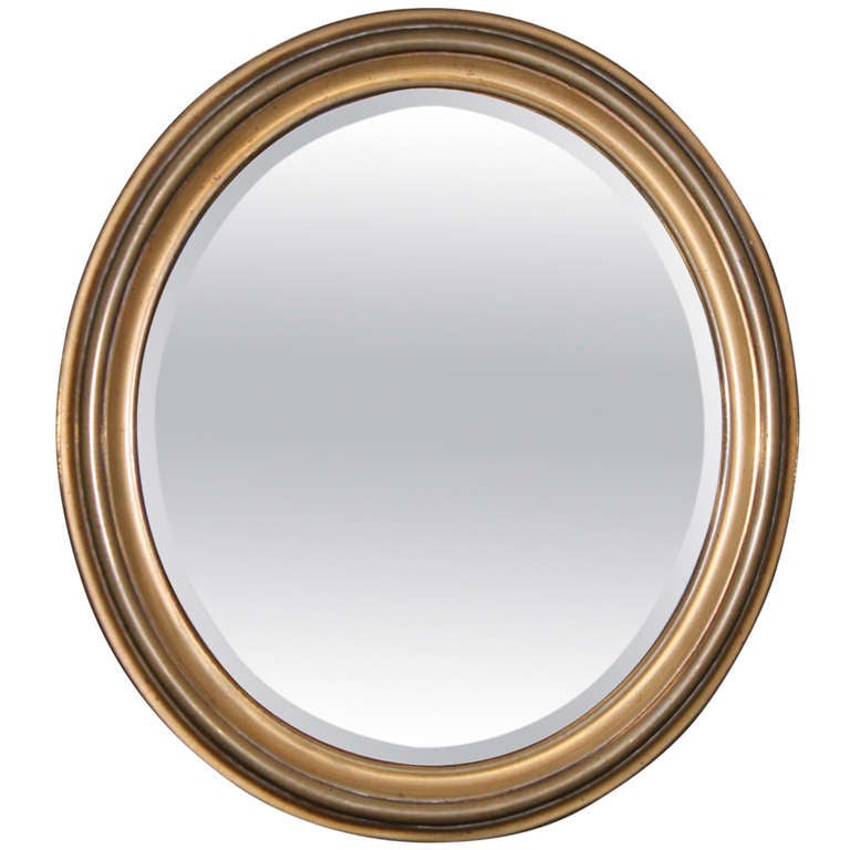 Small Oval Brass Framed Mirror at 1stDibs