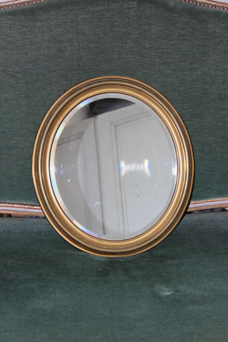 French Brass Framed Mirror with  Beveled Glass. Frame, circa 1920, mirror is new.